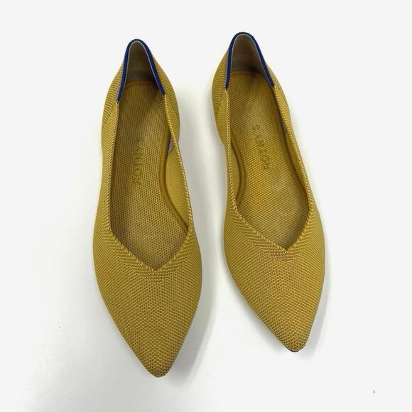 Rothy’s The Point Pointed Toe Ballet Flats Marigold Knit Machine Washable - W8 - Picture 2 of 11